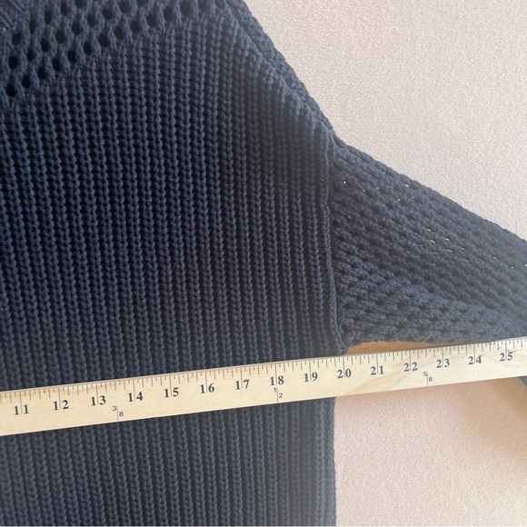ATHLETA  Black Knit Yogi Mesh Volume Sleeve Sweater in Small - Picture 13 of 15